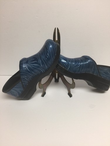 Dansko Womens Professional Clogs Blue Tooled Leather Euro Size 39 Or Us Sz 8