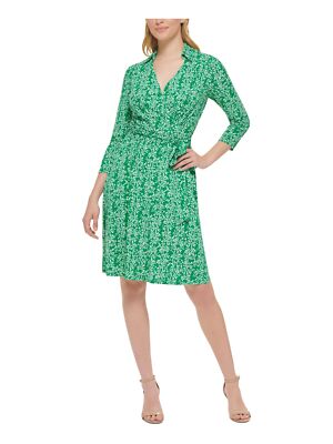 

JESSICA HOWARD Женское зеленое платье с искусственным запахом на подкладке с поясом и рукавами 3/4 Petites, Зеленый
