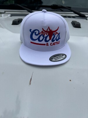 COORS AND CATTLE UNISEX ADULT WHITE SNAPBACK CAP HAT NEW COUNTRY WESTERN BEER