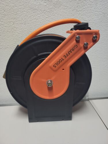 Retractable Air Hose Reel Wall Mount, 3/8 in 50 FT Hybrid Hose, Automatic Rewind