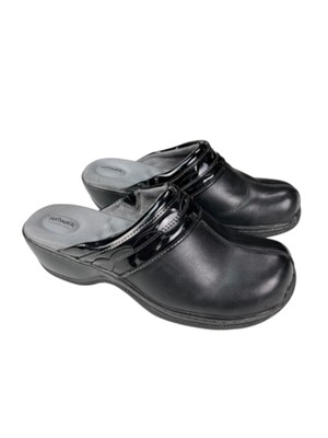 

SOFT WALK Женские черные кожаные сабо без шнуровки на танкетке Abby Toe на платформе 1/2 дюйма, 6,5 N, Черный, S1109019