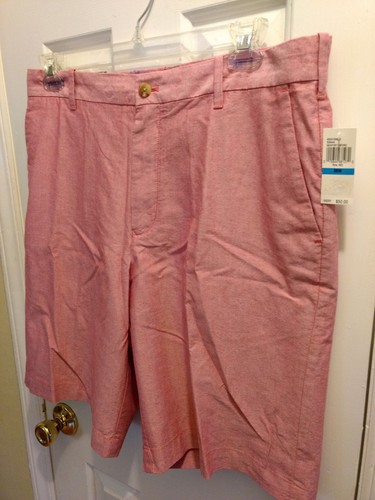 NWT Izod Men's Pink Real Red Newport Oxford Shorts Sz 36 10.5