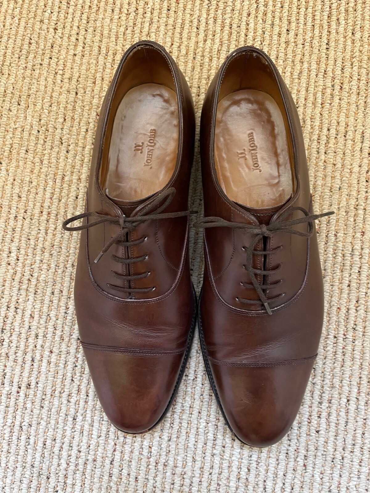 John Lobb City Brown Oxford Shoes 9.5US with cedar shoe trees and JL