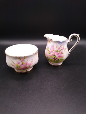 Vintage Royal Albert ''Blossom Time'' Open Sugar & Creamer Set England Bone China