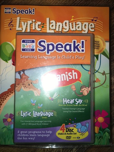 Your Baby Can Speak Spanish Lyric Language 4 Disc DVD Set Activity Book New