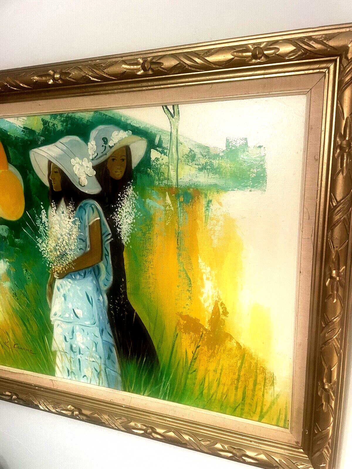 Original quality vintage art "Girls with Baloons" FRENCH SCHOOL IMPRESSIONISM