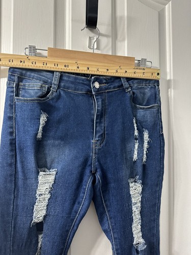 Blue Republic Jeans Womens 15 High Rise Skinny Distressed Wash Blue Denim