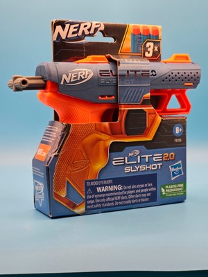 NEW Nerf Elite 2.0 Slyshot Blaster 3 Elite Darts Pull To Prime Handle Kids Toy
