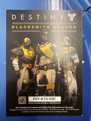 Destiny 1 Blacksmith Shader CARD ONLY - CODE ALREADY REDEEMED! Very Rare!