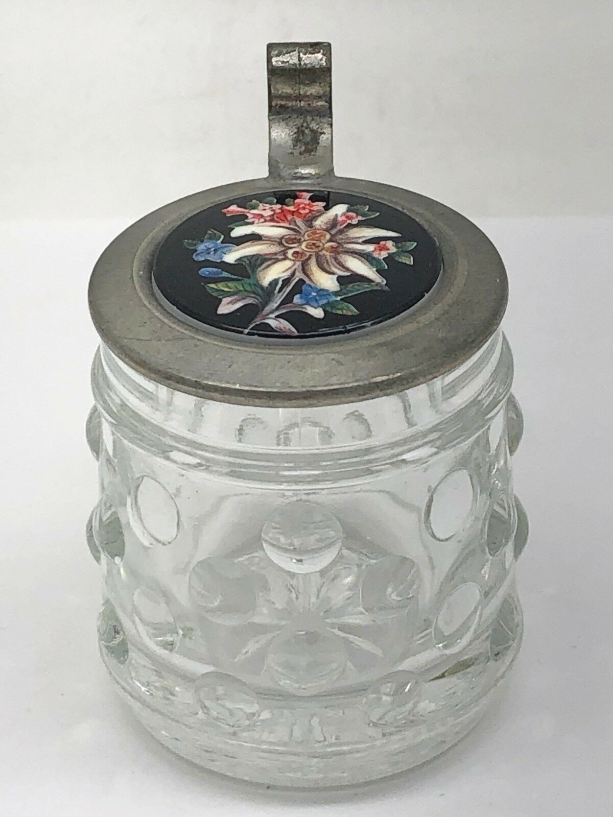 Vintage Schnapskrugerl Original BMF Pewter & Glass Mini Stein Rein-Zinn