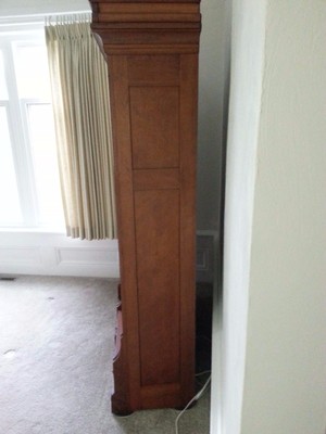 Antique solid cherry desk/bookcase with brass hardware & ornate toprail