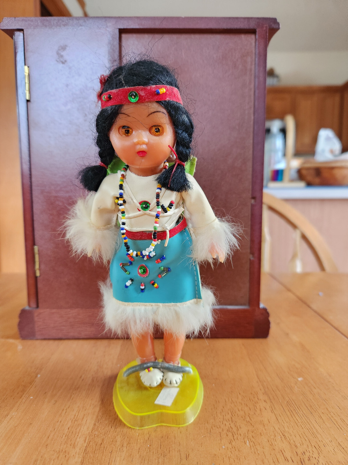 8"  Native American Indian Girl Doll With Babies On Back in 