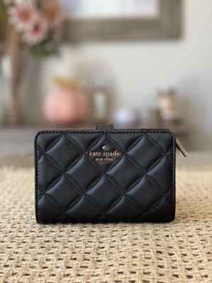 NWT Kate Spade Natalia Quilted Leather Medium Compact Bifold Wallet in  Black | eBay