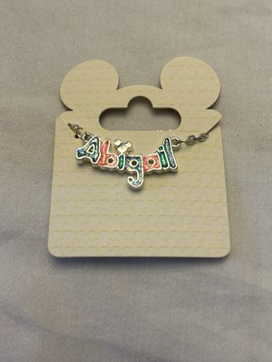 Disney Theme Park ColorfuL Silvertone Mickey NAME Necklace for ABIGAIL W/Ring
