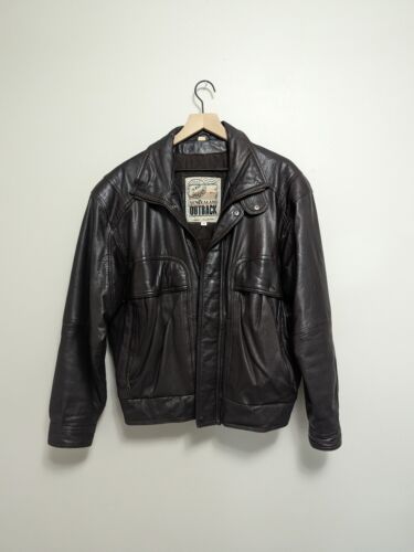 VTG New Zealand Outback Bomber Jacket Leather Dark Brown VTG New Zealand Outback Bomber Jacket Leather Dark Brown