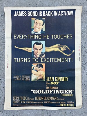  GOLDFINGER  ORIGINAL 1964 Card Stock Movie Poster 30 x40  JAMES BOND 007
