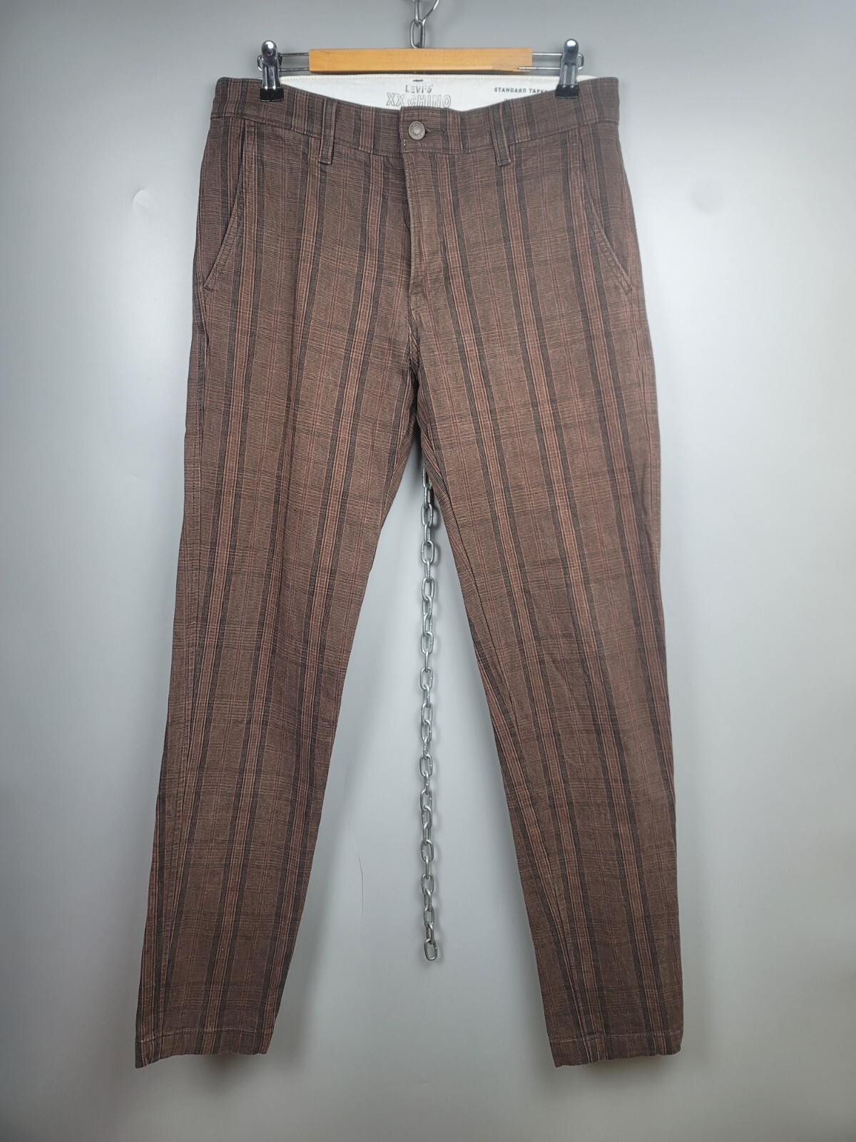 Levis XX Chino Pants Brown Plaid Check Mens Size W 30 L 34 | eBay