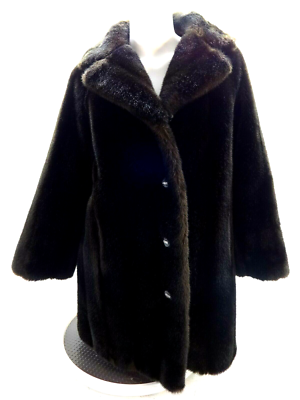 MARSHALL FIELDS Grandella II Sportowne Dark Sable Brown Faux Fur Coat Size M