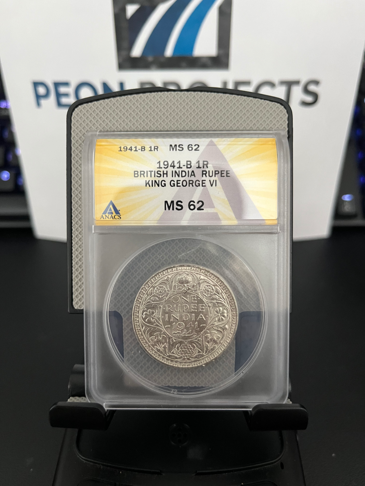1941-B 1R MS62 British India Silver Rupee King George VI