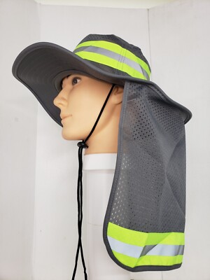Hi Vis Reflective Work Safety Bucket Cap / GREY BUCKET HAT
