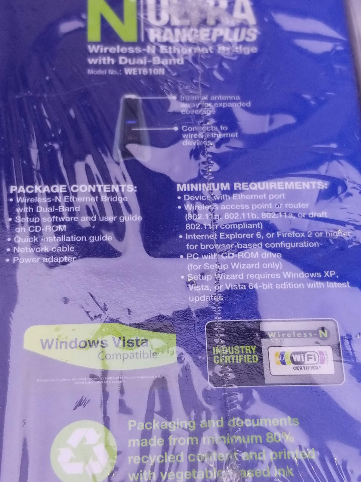 Linksys Wireless-N Ethernet Bridge Dual Band Wireless N Gaming Router WET610N