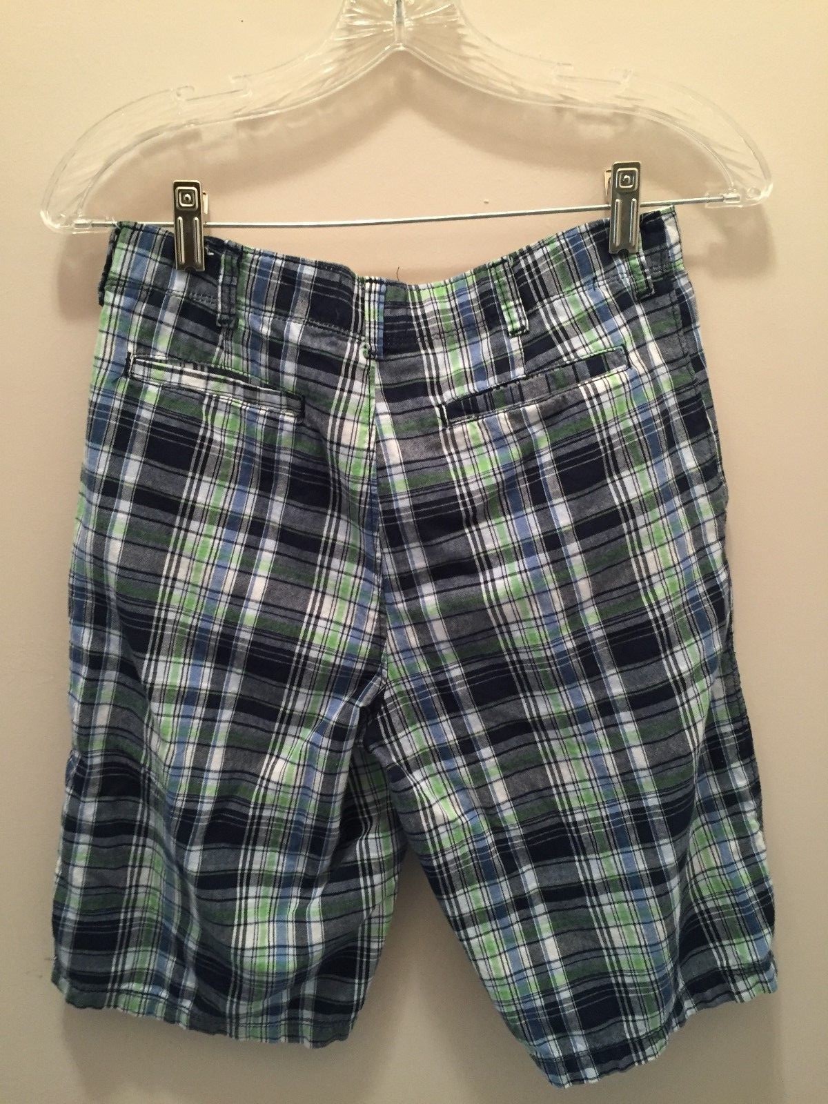 RUFF HEWN GREEN NAVY WHITE AND BLUE PLAID SHORTS BOYS TEENS SIZE 14