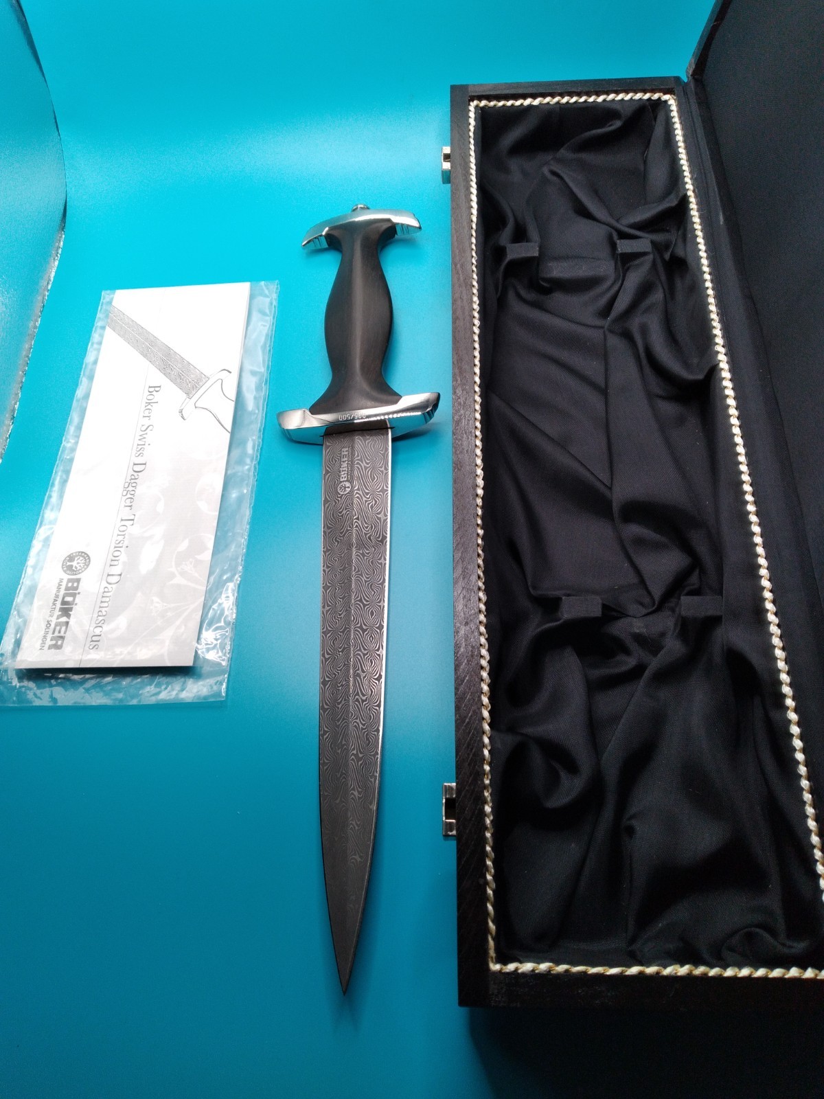 BOKER SWISS DAGGER TWISTED DAMASCUS KNIFE | eBay
