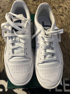 RARE PUMA Ralph Sampson Low White Peacoat Leather Sneakers Sz 7.5 370846-02