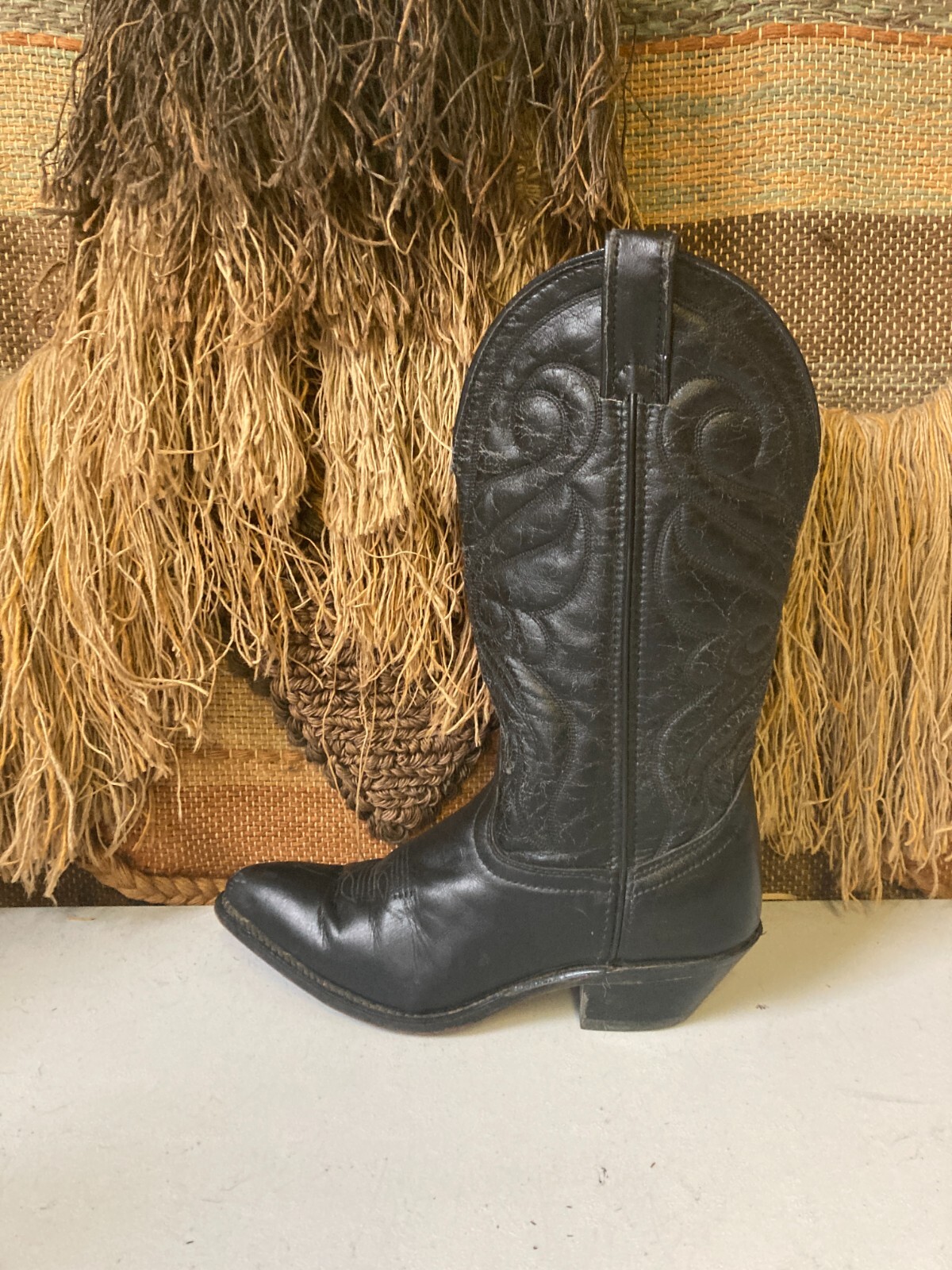 Santa Fe Boot Co. Womens Western 6 M Cowboy Boots Black Faux