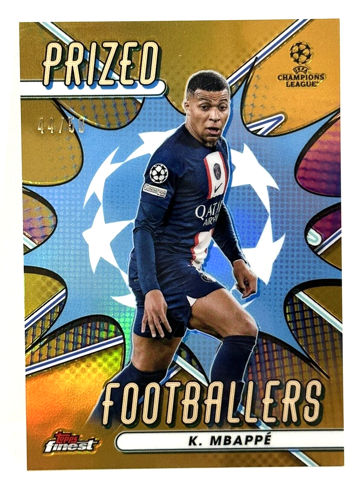 2022-23 Topps KYLIAN MBAPPE インサートTHE MAN 2022-23 Topps Finest UCL PSG The Man Kylian Mbappe Blue /150