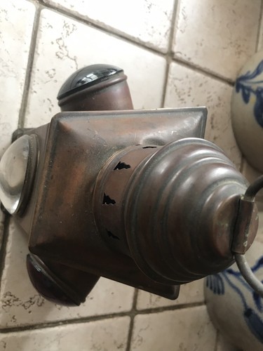 Antique Maritime Brass Three Light Signal Lantern Dietz Burner