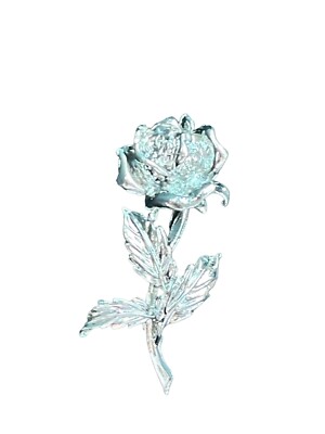 Silver Tone Rose Flower Costume Vintage Brooch 4 