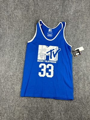 MTV Mens Shirt Tank Top Sleeveless Royal Blue Basketball #33 Viacom Size S