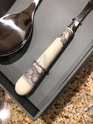 Spode Delamere Rural Wood Ducks Rabbits Salad Server Stainless Porcelain Mint