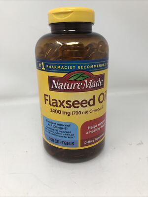 Nature Made Flaxseed Oil 1400 mg SOFTGELS Heart Health 300 ct. 03/25 Or Later