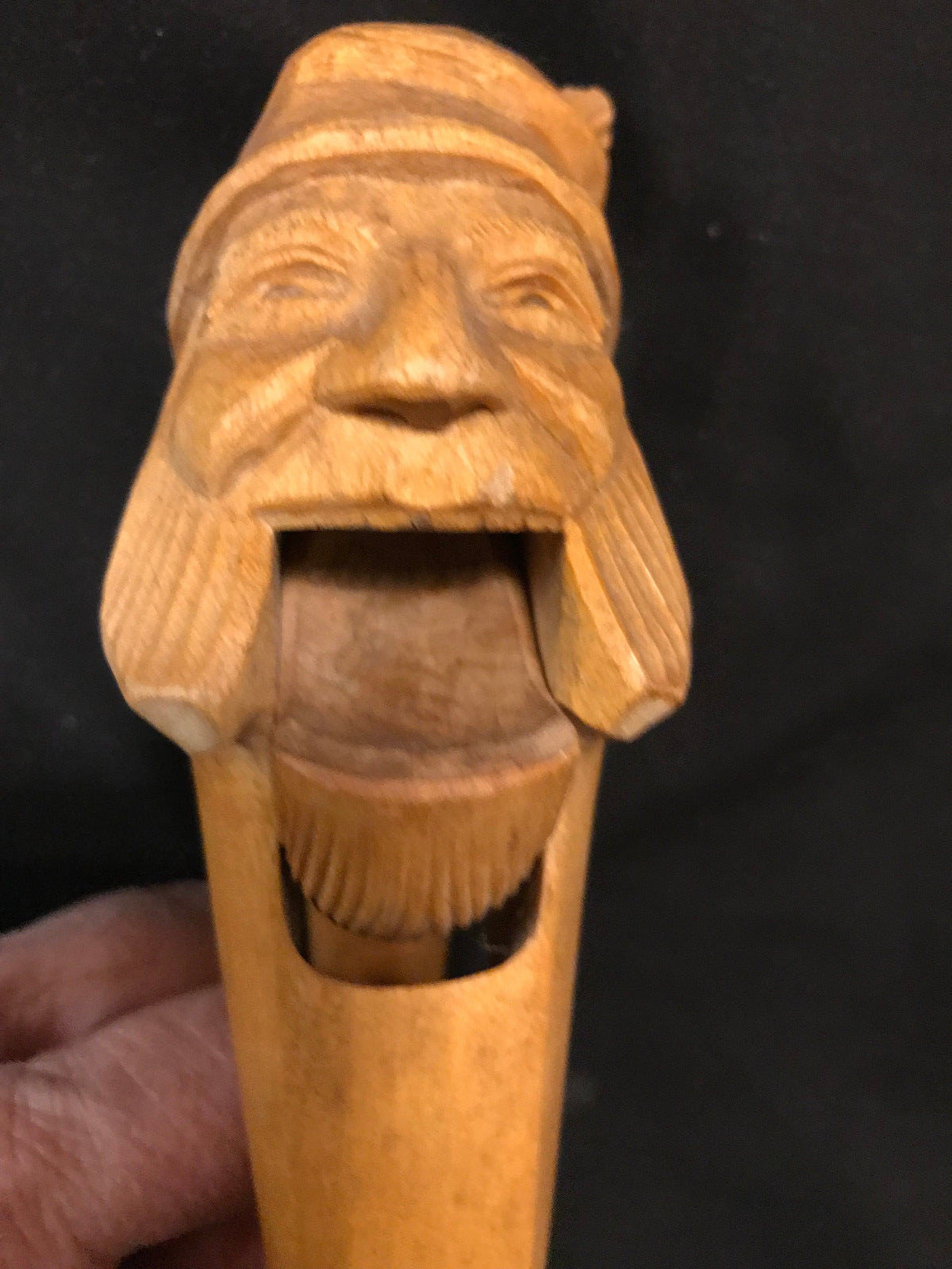 Vintage Hand Carved Wood Man Hat Teeth Nutcracker German? 6 1/2