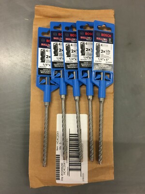 5 PACK Bosch Bulldog Tough HC4C2041 1/4'' x 6'' Alloy Steel SDS-Plus Drill Bits