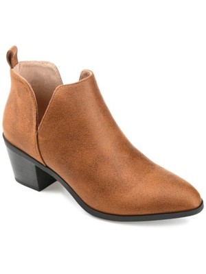 

JOURNEE COLLECTION Женские коричневые ботильоны без шнуровки Lola Almond с глубоким V-образным вырезом, 6,5 м, Коричневый, LOLA-BOOTIE