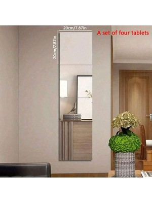 4pcs/Set Square Acrylic Mirror (Unframed) Full Length Wall Mirror