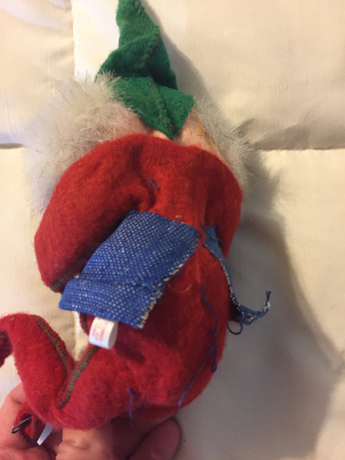 VINTAGE 1982 RENNOC RED GREEN GNOME ELF WITH TOOL HAMMER DOLL!