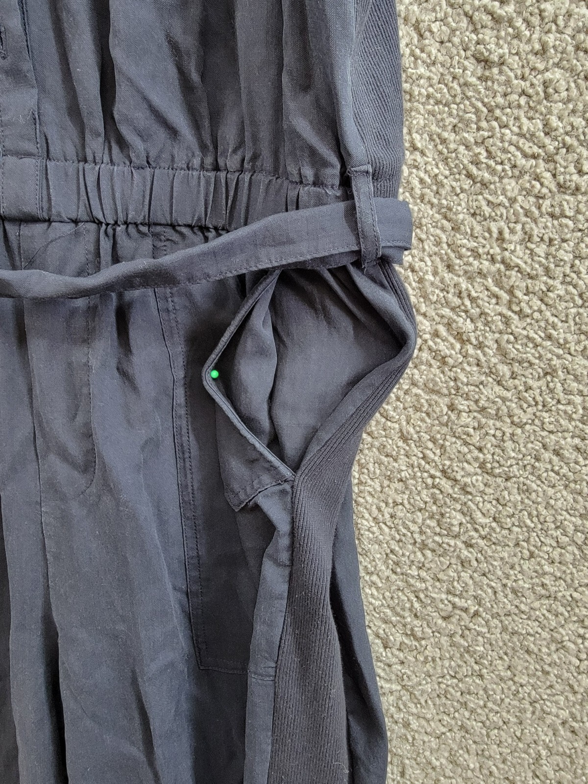 Splendid Colette Belted Jumpsuit Women's M Navy Round Neck Button Front Pull On - Picture 6 of 19