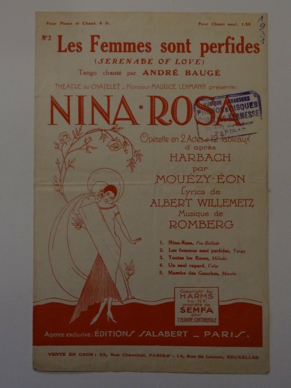 Partition Les Femmes Sont Perfides Serenade Love Nina Rosa AndrÃ© BaugÃ© Willemetz