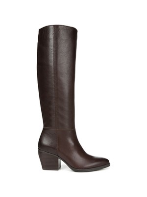 

NATURALIZER Женские коричневые кожаные сапоги на каблуке с широкими икрами и застежкой-молнией, размер  м, Коричневый, G5085L1