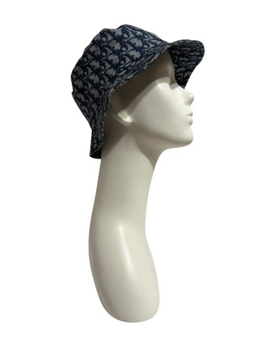 Vtg Christian Dior By John Galliano Blue Monogram Bucket Hat