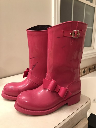 値下げ可能♪ RED VALENTINO リボン レインブーツ 黒 ♡新品未使用♡RED VALENTINO♡レインブーツ 37 - メルカリ