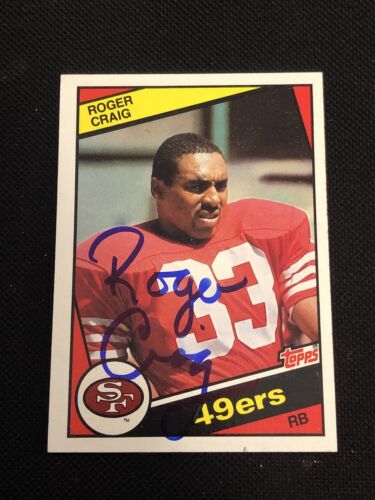 ROGER CRAIG 1984 TOPPS ROOKIE SIGNED AUTOGRAPHED CARD #353 SAN FRANCISCO 49ERS. rookie card picture