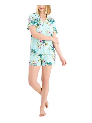 

INC Intimates Зеленые шорты для сна с цветочным принтом, Зеленый