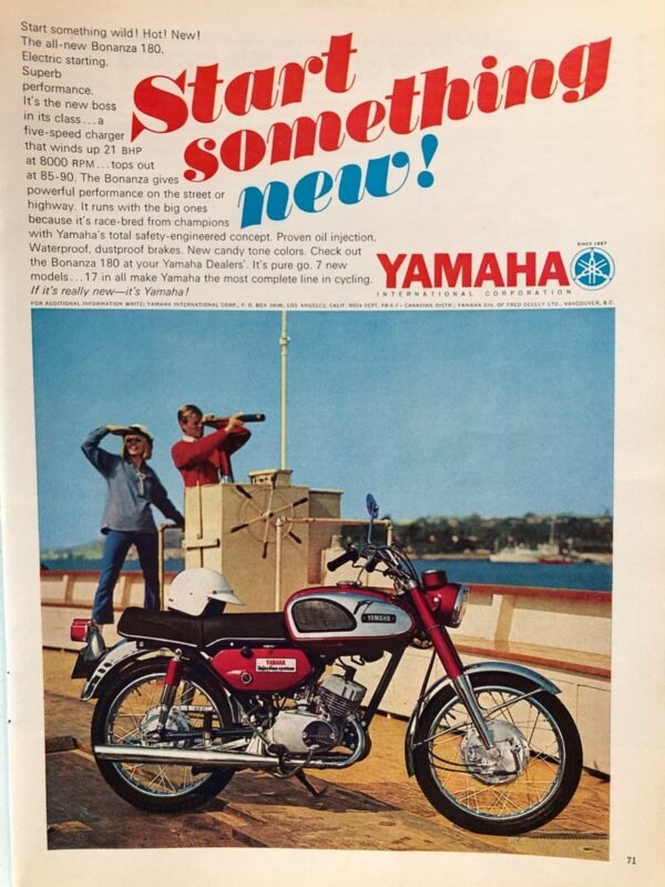 Vintage 1967 Yamaha motorcycle original color ad