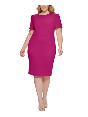 CALVIN KLEIN Womens Pink Unlined Short Sleeve Sheath Dress Plus 22W