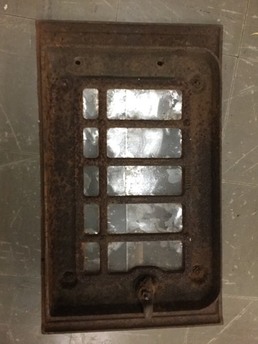 VINTAGE ANTIQUE WOOD GAS STOVE FIREPLACE DOOR PORCELAIN NICE SHAPE 21